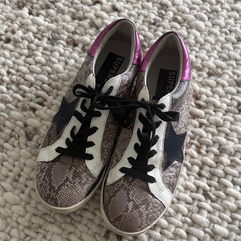 Golden Goose Snakeskin and Pink Sneakers